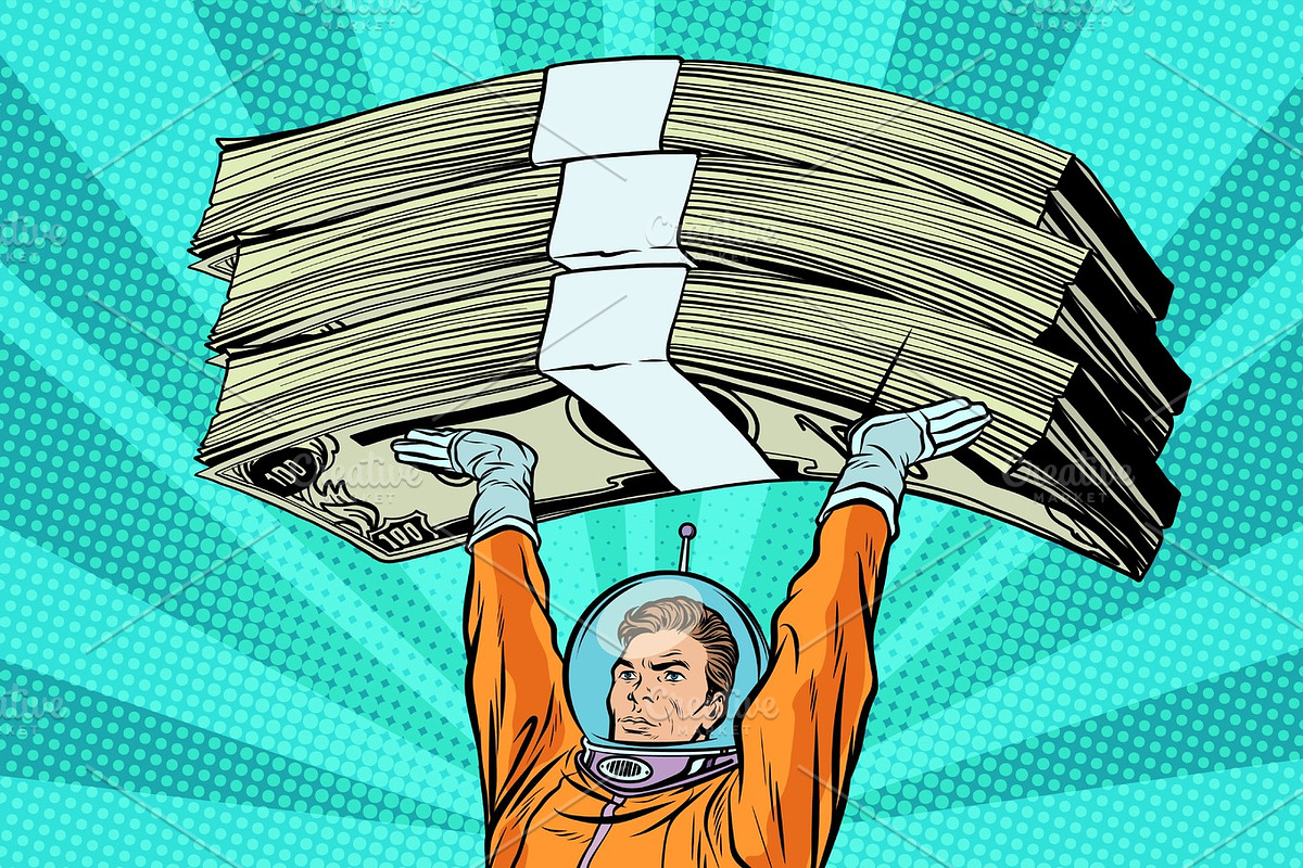 astronaut holding money in Illustrations - product preview 8