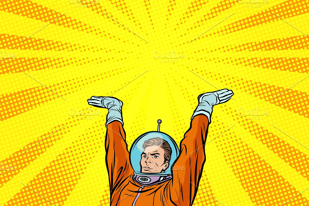 template astronaut holding something on his hands in Illustrations - product preview 8