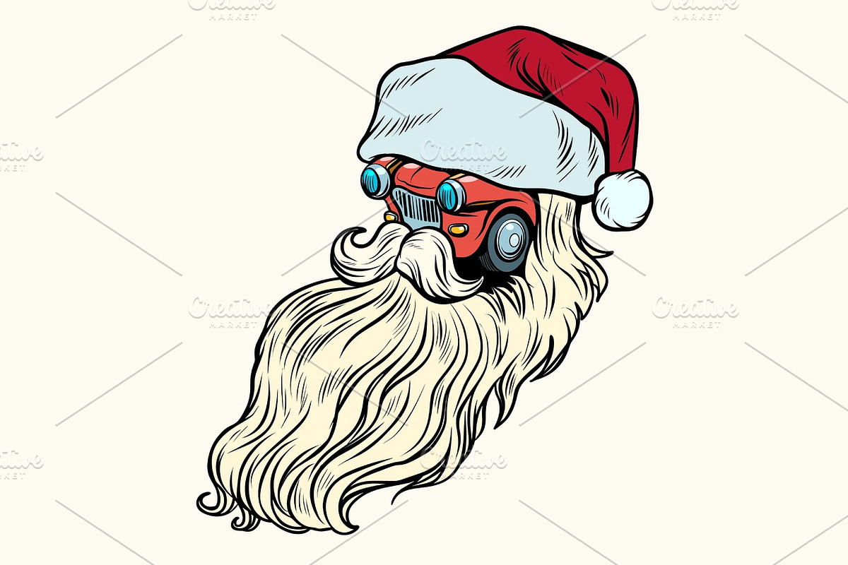 isolated  Car Santa Claus Christmas character in Illustrations - product preview 8