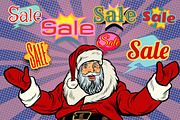 Christmas sale background with Santa Claus