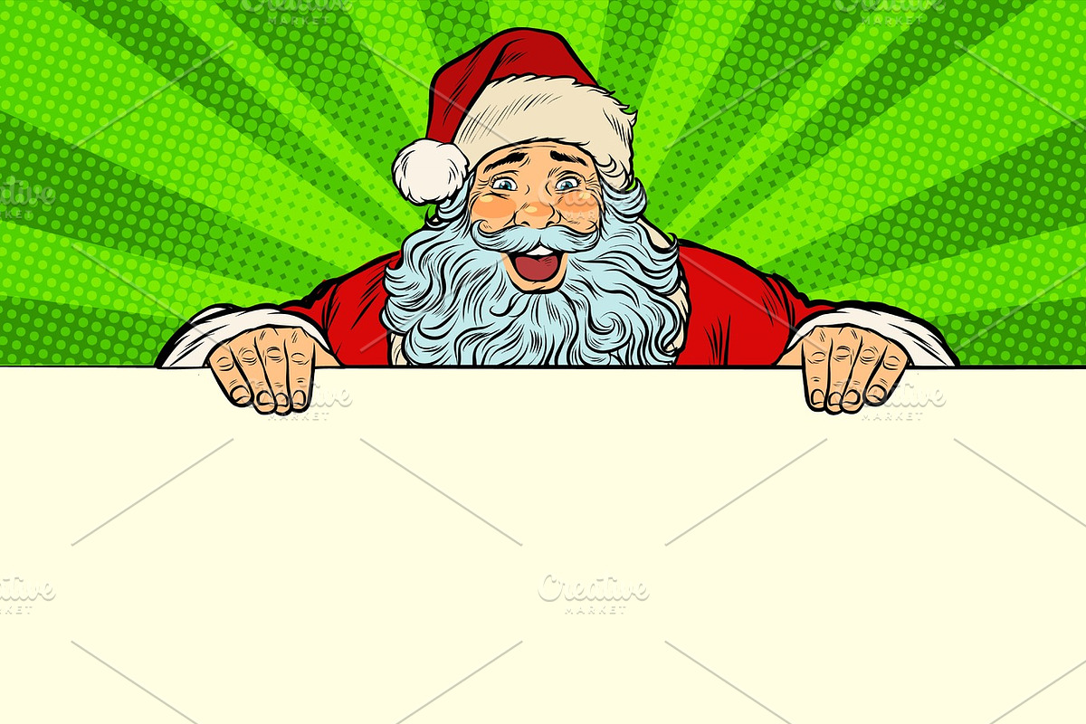 Santa Claus white background banner in Illustrations - product preview 8
