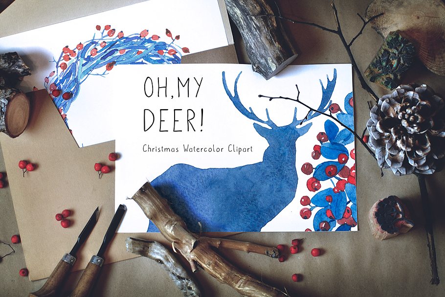 Oh, My Deer! - Christmas Clipart  in Illustrations - product preview 8