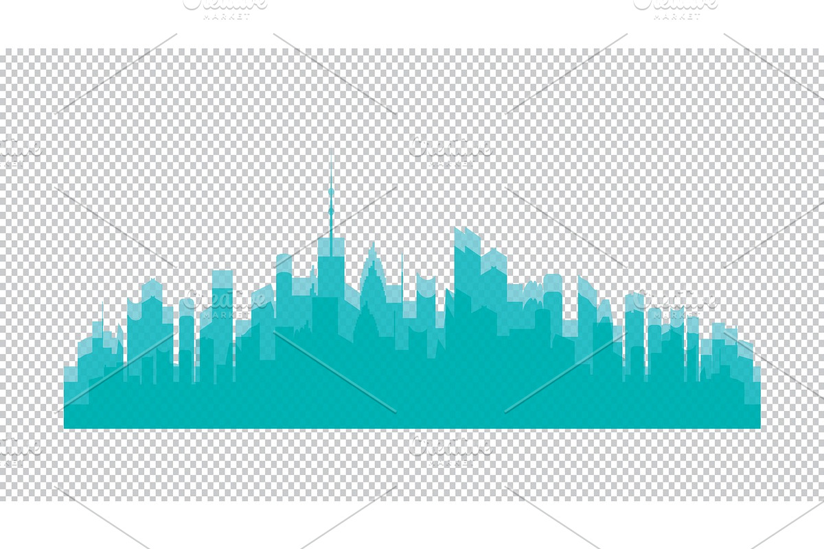 Set of vector cities silhouette in Illustrations - product preview 8