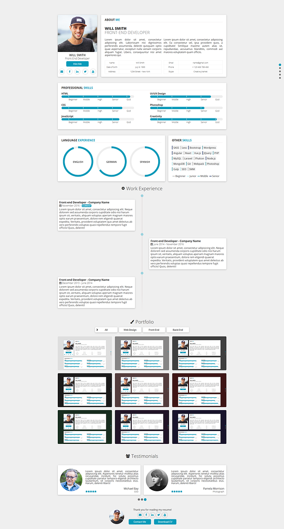 Redax - Simple OnePage CV Resume in HTML/CSS Themes - product preview 1