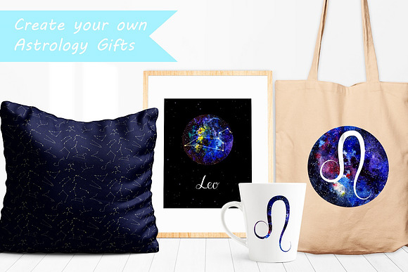 LEO & Watercolor Galaxy in Illustrations - product preview 3