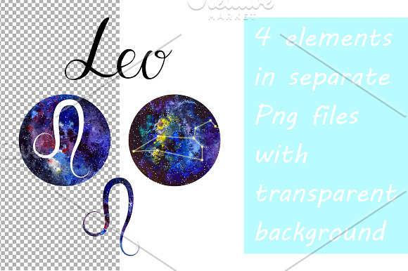 LEO & Watercolor Galaxy in Illustrations - product preview 4