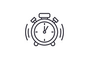 alarm clock vector line icon, sign, illustration on background, editable strokes