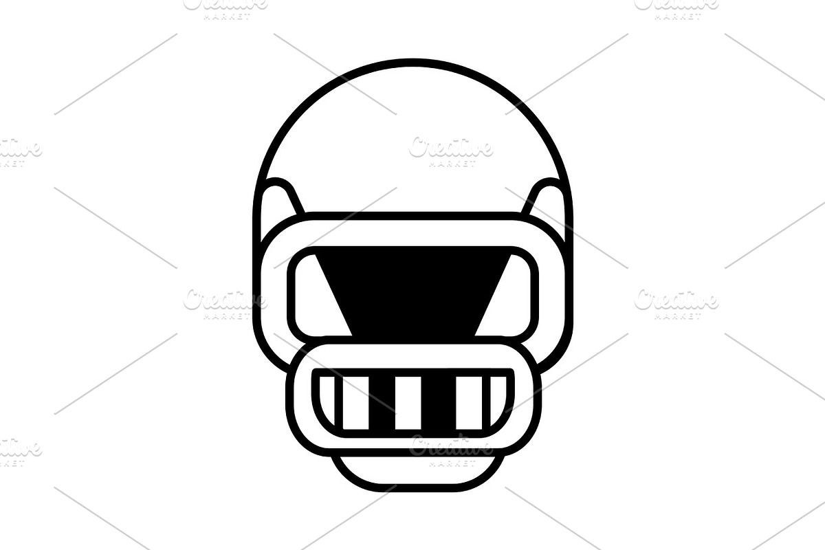 american football helmet vector line icon, sign, illustration on background, editable strokes in Objects - product preview 8