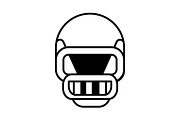 american football helmet vector line icon, sign, illustration on background, editable strokes