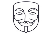 anonymous,mask carnival,hacker vector line icon, sign, illustration on background, editable strokes