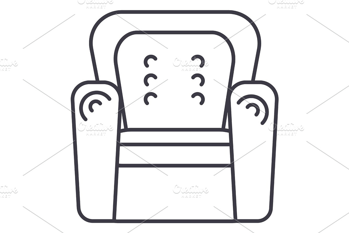armchair vector line icon, sign, illustration on background, editable strokes in Objects - product preview 8