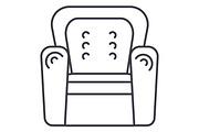 armchair vector line icon, sign, illustration on background, editable strokes