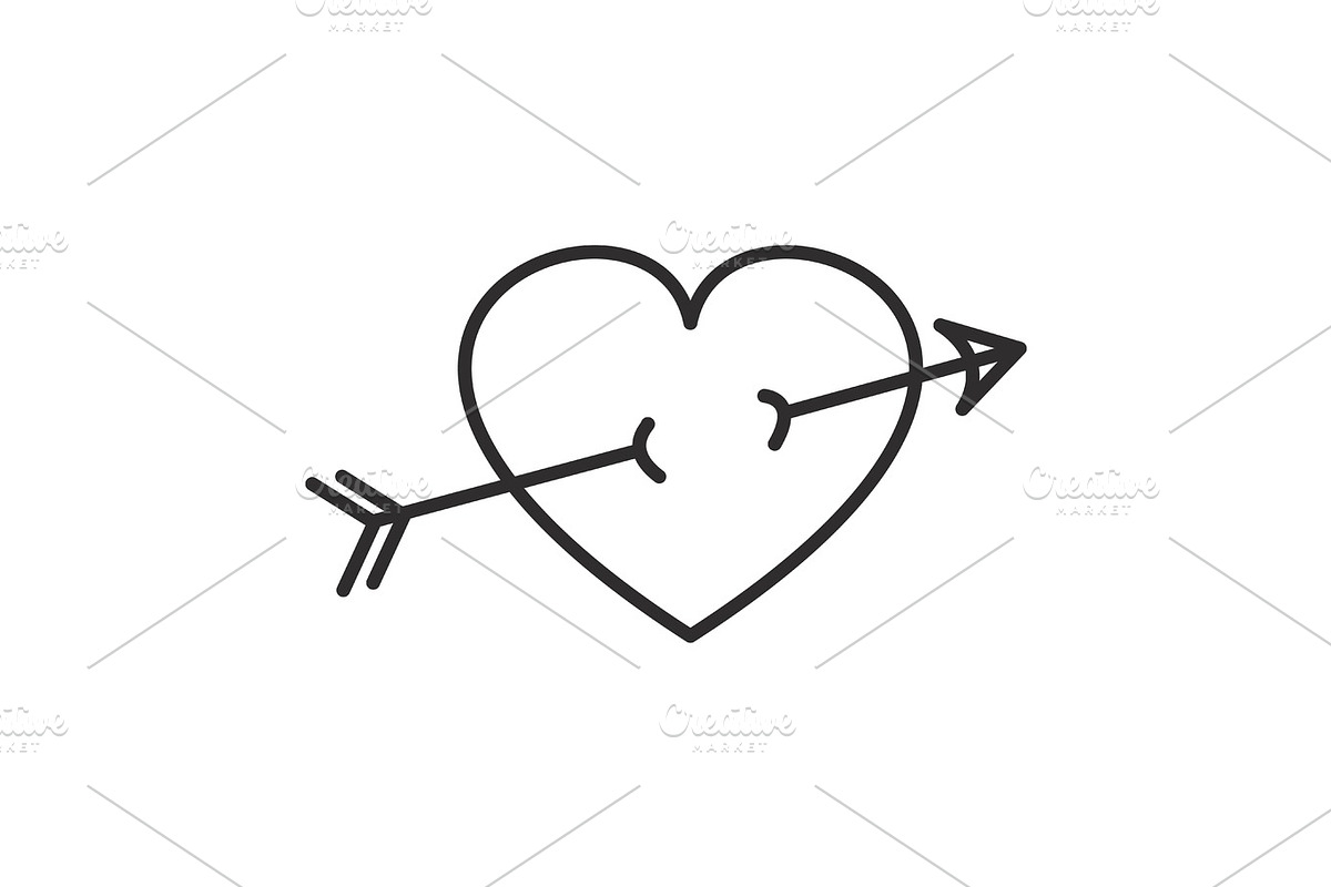 arrow in heart vector line icon, sign, illustration on background, editable strokes in Objects - product preview 8