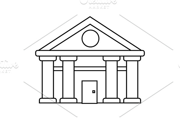 bank,court of justice vector line icon, sign, illustration on background, editable strokes