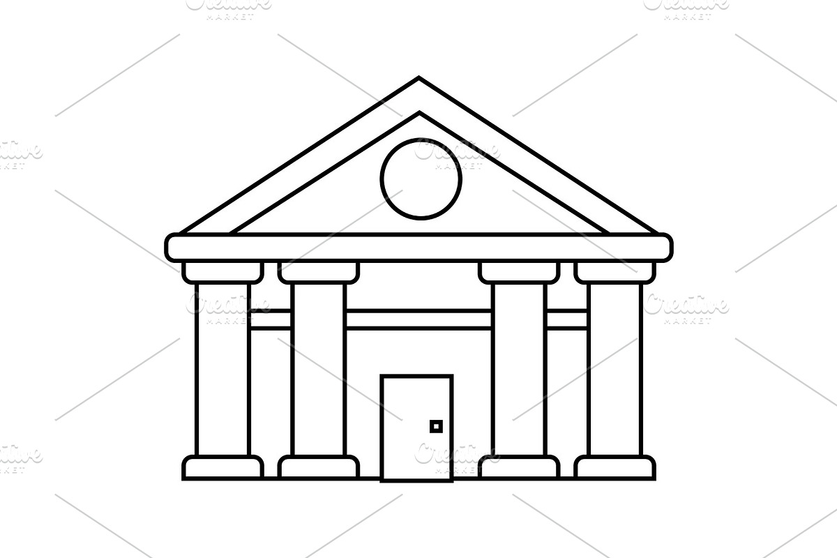 bank,court of justice vector line icon, sign, illustration on background, editable strokes in Illustrations - product preview 8