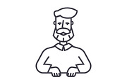 beard man vector line icon, sign, illustration on background, editable strokes