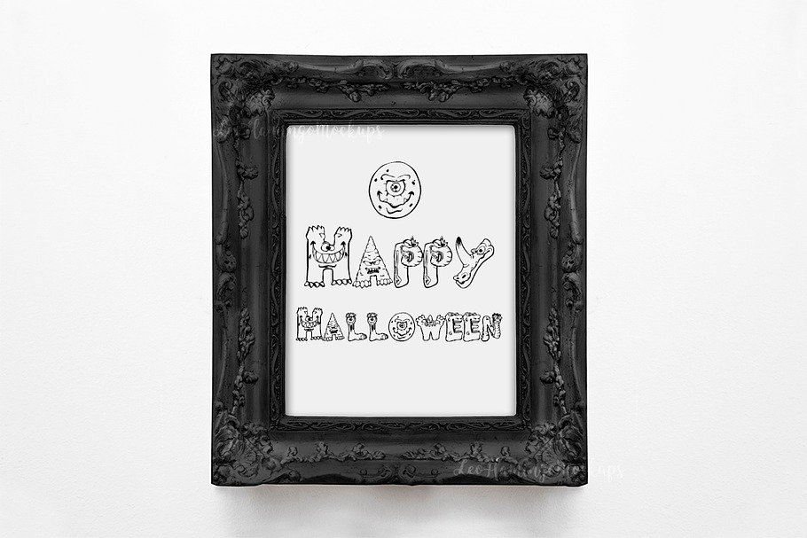 Black frame mockup vintage halloween