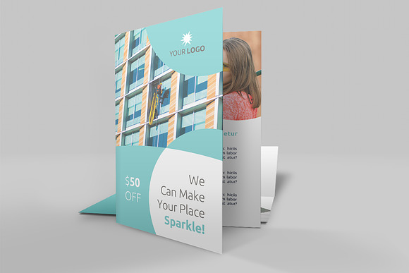 Cleaning Services Bi-Fold Brochure in Brochure Templates - product preview 5