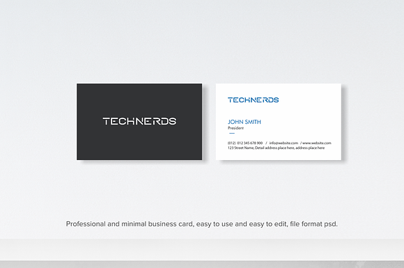 minimal tech business card in Business Card Templates - product preview 2
