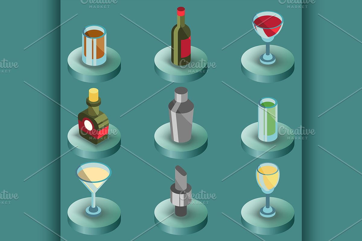 Bar color isometric icons in Illustrations - product preview 8