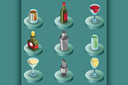 Bar color isometric icons