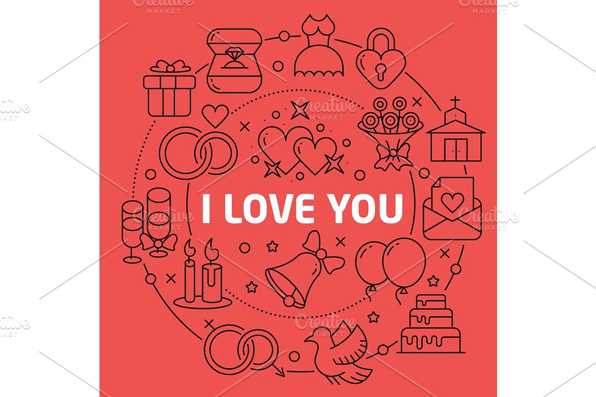 Linear illustration love you in Presentation Templates - product preview 8