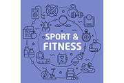 Linear illustration sport fitness