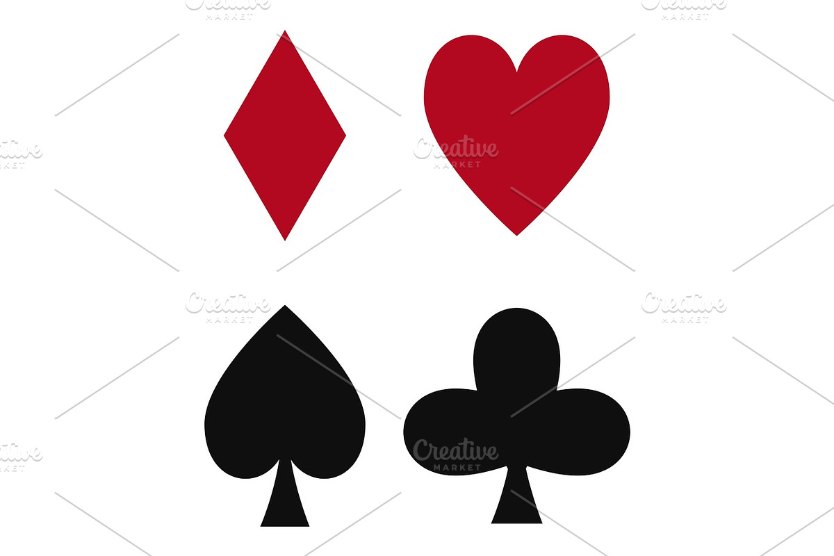 Poker set with isolated cards casino gambling deck playing royal king queen jack gamble symbols vector illustration. in Objects - product preview 8