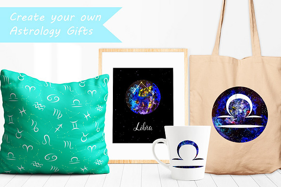 LIBRA & Watercolor Galaxy in Illustrations - product preview 3