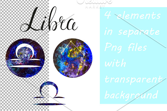 LIBRA & Watercolor Galaxy in Illustrations - product preview 4