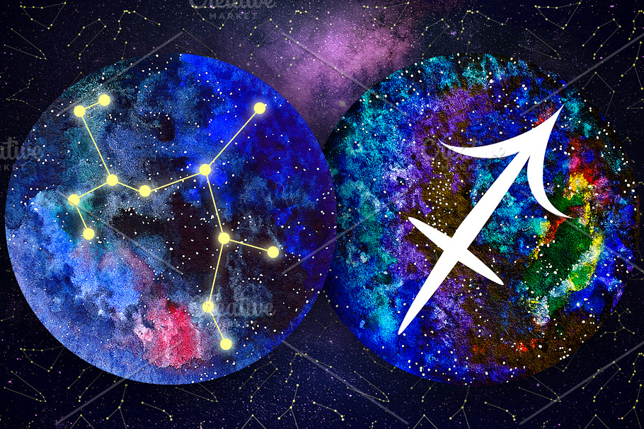 SAGITTARIUS & Watercolor Galaxy in Illustrations - product preview 8