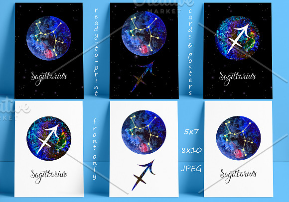 SAGITTARIUS & Watercolor Galaxy in Illustrations - product preview 1