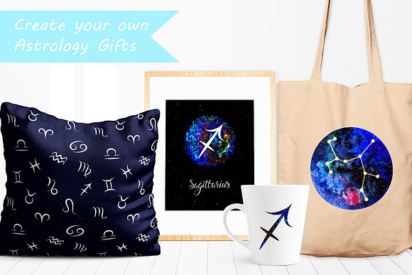 SAGITTARIUS & Watercolor Galaxy in Illustrations - product preview 3
