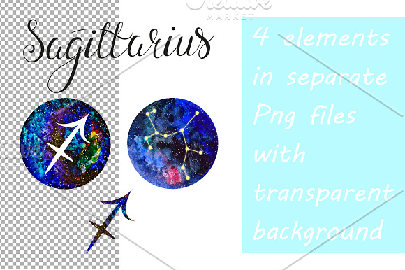 SAGITTARIUS & Watercolor Galaxy in Illustrations - product preview 4