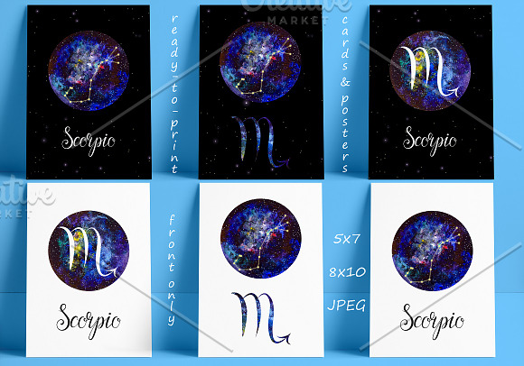 SCORPIO & Watercolor Galaxy in Illustrations - product preview 1