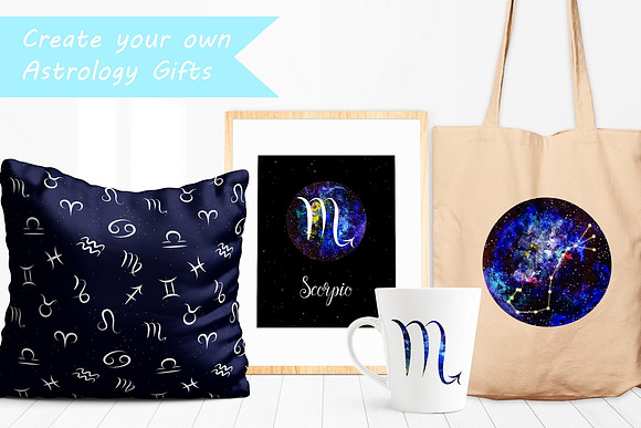 SCORPIO & Watercolor Galaxy in Illustrations - product preview 3