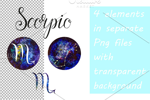 SCORPIO & Watercolor Galaxy in Illustrations - product preview 4