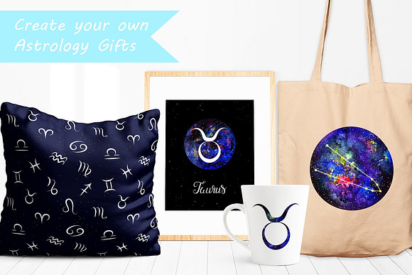 TAURUS & Watercolor Galaxy in Illustrations - product preview 3