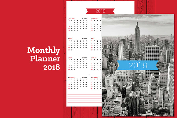 Monthly Planner 2018 (MP018-18) in Stationery Templates - product preview 4
