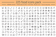 225 Food icons. Editable stroke!
