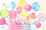 Watercolor Candy Party Clip Art