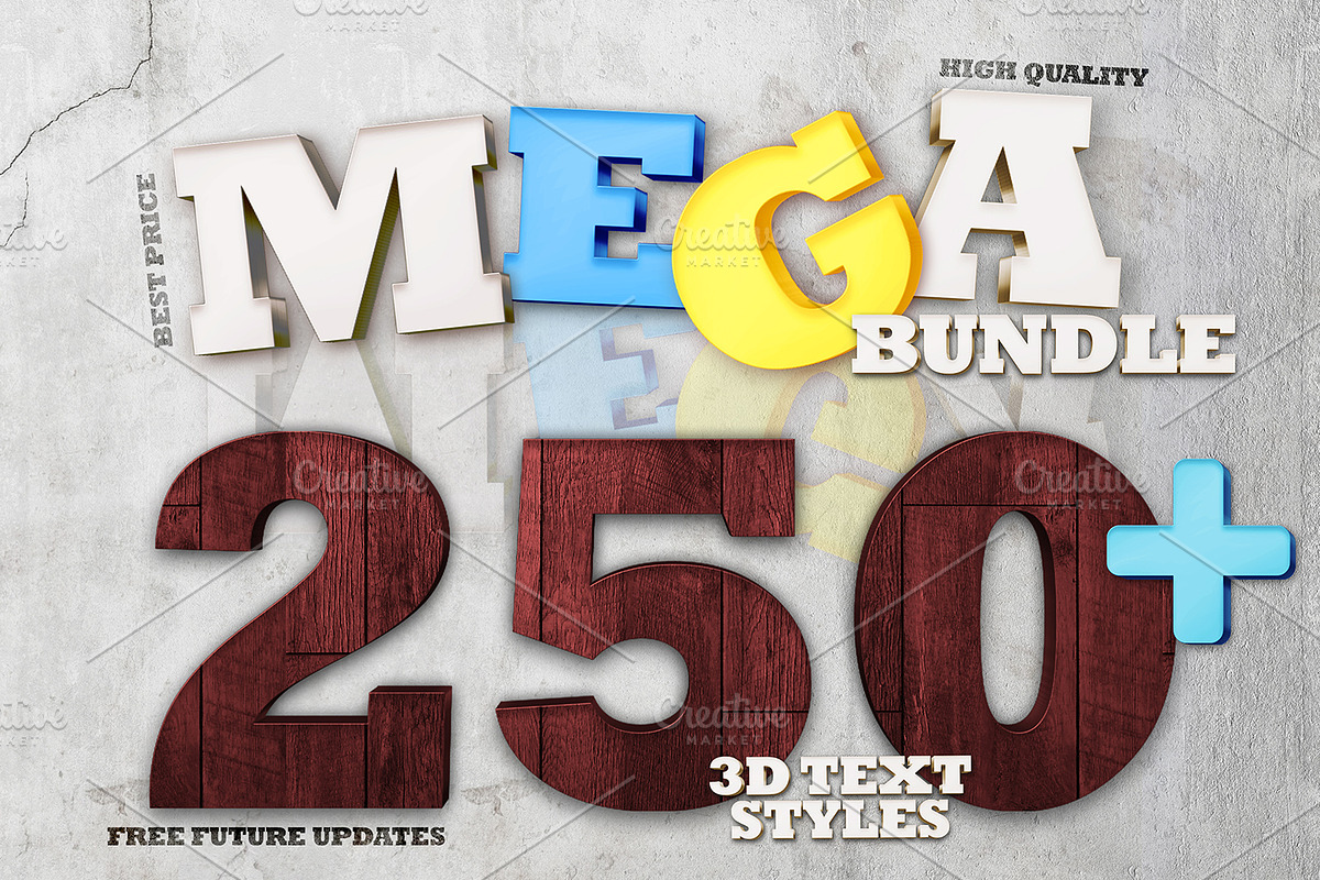Mega Bundle 250+ 3D Text Styles in Photoshop Layer Styles - product preview 8
