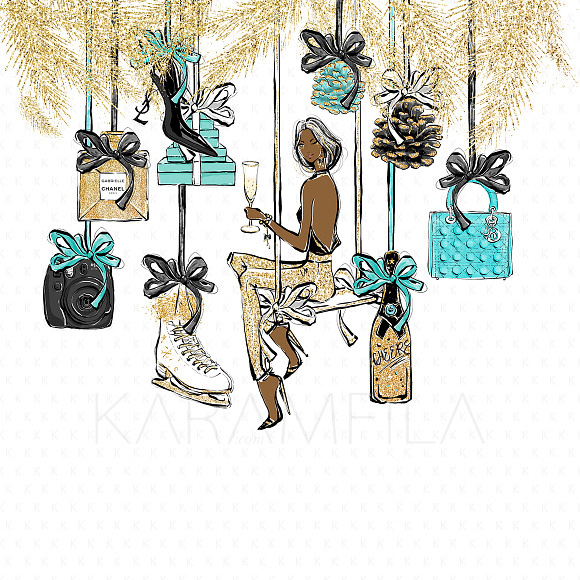 Christmas Shopping Clipart in Illustrations - product preview 1