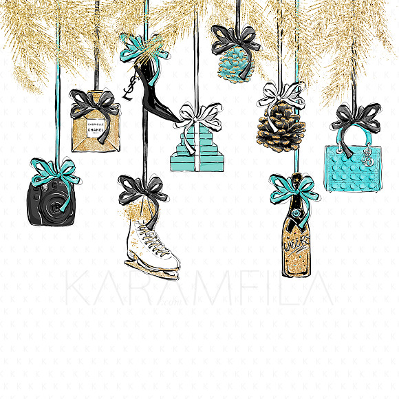 Christmas Shopping Clipart in Illustrations - product preview 2