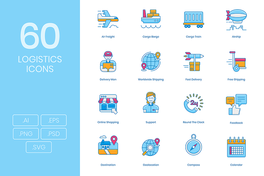 60 Logistics Icons in Graphics - product preview 8