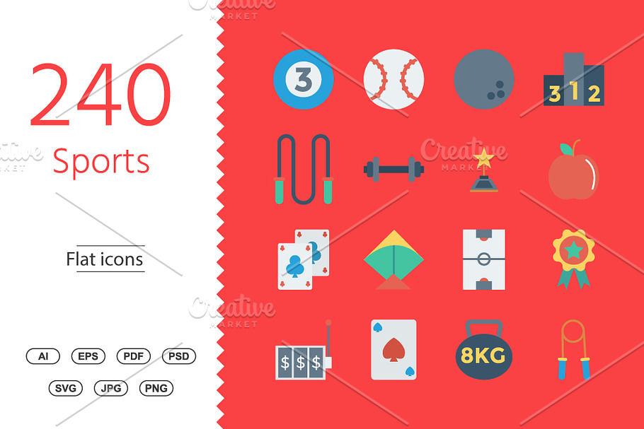 240 Sports and Fitness Flat icons in Graphics - product preview 8