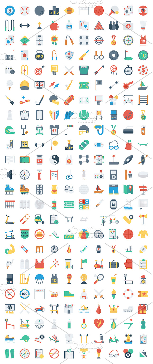 240 Sports and Fitness Flat icons in Graphics - product preview 1