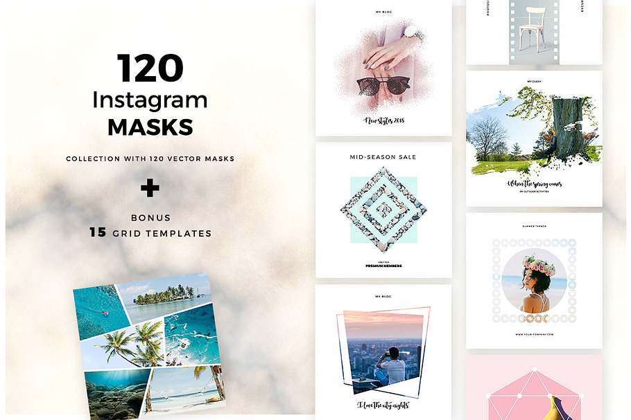 120 Vector Masks for Instagram in Instagram Templates - product preview 8