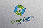 Green Home, Leaf Real estate Logo