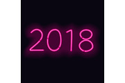 2018 pink neon glowing vector sign